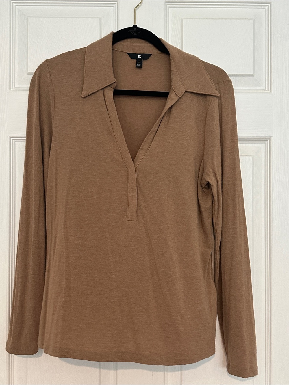 Banana Republic Classic Long-Sleeve Polo Top in Brown